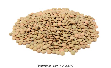 Green Lentils, Isolated On A White Background