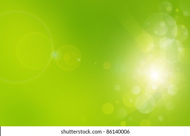 Green Light Bubbles Abstract Background