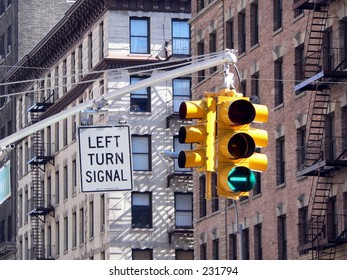 A Green Light To Turn Left In New York City.