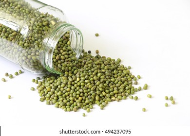 Green Lintel In A Jar On White Isolated Background