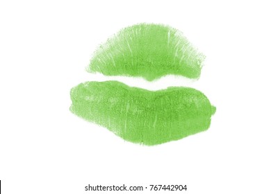 green lipstick kiss