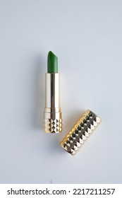 Green Lipstick On White Bacground