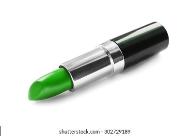 Green Lipstick On White Background