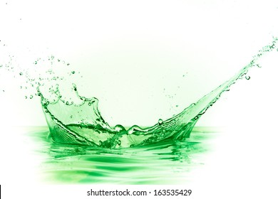 Green Liquid Splash On White Background