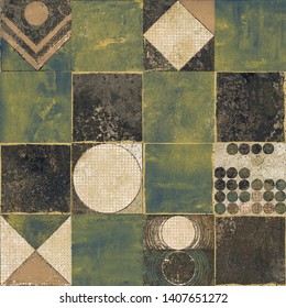 green Lisbon geometric Azulejo tile 
