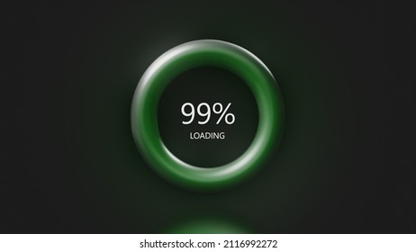 Green loading ring in abstraction. Motion. Running loading up to a hundred percent .