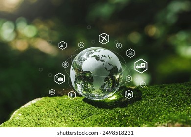 Green logistic transport  Global transport Net zero logistics green energy Renewable and clean energy.