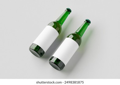 Green longneck beer bottle mockup with blank label. - Powered by Shutterstock