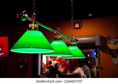 Green Luminous Pool Table Overhead Lights