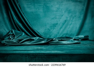 Green luxury velvet background in moody light and free space - Shutterstock ID 2239616769