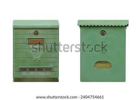 green mailbox isolated on white background
