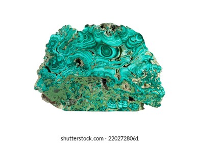 Green malachite (carbonate class) spherolites. Museum Mineral Series. Mineralogical sample - Shutterstock ID 2202728061
