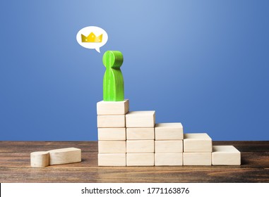 Green man throw down his predecessor from top of fame success and took his place. Achieving the goal at all costs, career ladder. Go over the heads. Change of power, election victory. Coup - Shutterstock ID 1771163876