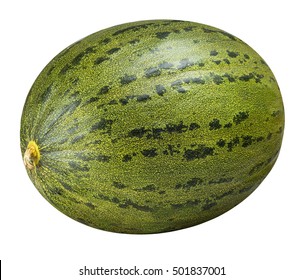 Green melon isolated on white background  with clipping path