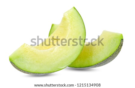 Green melon isolated on white clipping path.