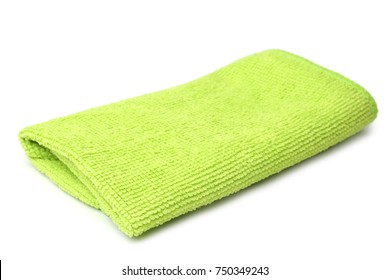 Green Microfiber Cloth On White Background