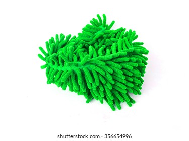 Green Microfiber Duster As Hair Isolated On White