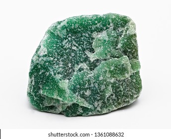 Green Mineral Stone Specimen Of Aventurine Isolated On White Limbo Background