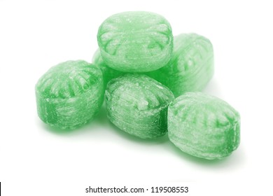 Green Mint Candy Isolated On White Background