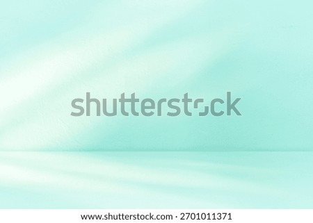 Green mint studio light Wall background, and backdrop display products with shadow light from window color green mint, Background advertising blank text and floor perspective presentation product 