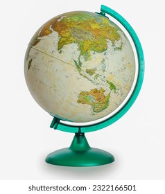 Green modern Table world Globe isolated on white background. The globes Showing China map. - Shutterstock ID 2322166501