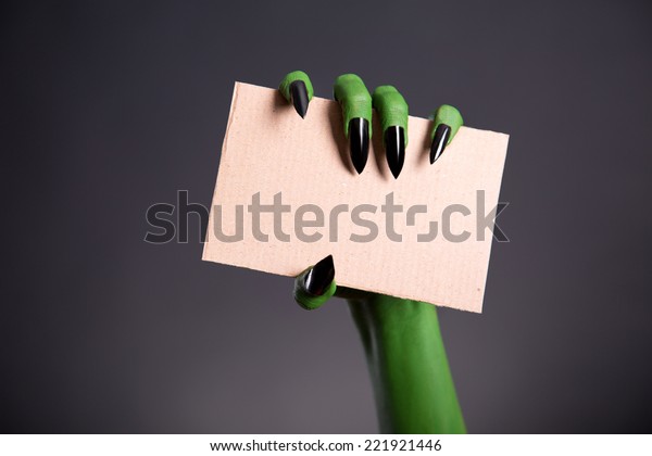 Green Monster Hand Sharp Nails Holding Stock Photo Edit Now 221921446