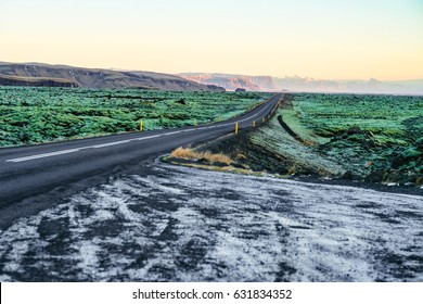 Green Moss Lava Field In Iceland