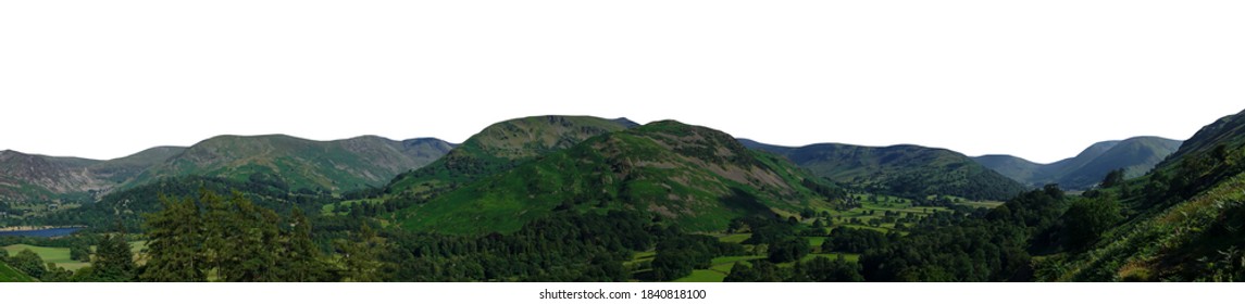 Green Mountain Landscape Isolated On White Background