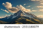 Green Mountain with sun Shine sky Background, Sunny sky, Mountain Background, Green Sky, Nature Landsscape.