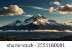 Green Mountain with sun Shine sky Background, Sunny sky, Mountain Background, Green Sky, Nature Landsscape.