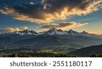 Green Mountain with sun Shine sky Background, Sunny sky, Mountain Background, Green Sky, Nature Landsscape.