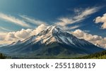 Green Mountain with sun Shine sky Background, Sunny sky, Mountain Background, Green Sky, Nature Landsscape.