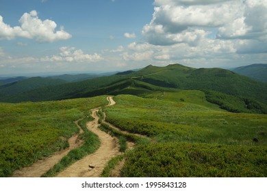 The Green Mountains Of Bieszcady In Eastern Europe.