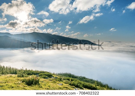 Similar – Foto Bild Grüne Berge in den Wolken