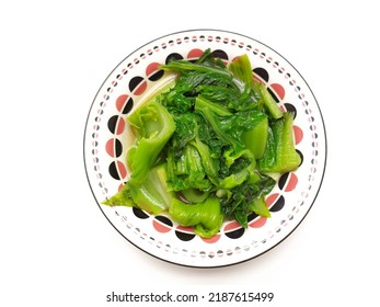 Green mustard vegetables saute for lunch, healthy and filling, isolated on white background. - Powered by Shutterstock