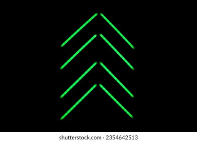 Green neon arrows on black background pointing upward - Powered by Shutterstock