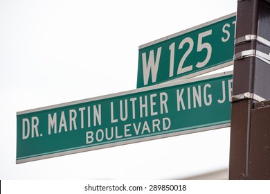 Green New York Street Sign: 125 W And Martin Luther King