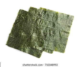 Green Nori Sheet Isolated On White Background. Nori Is The Ingredient For Sushi.