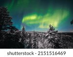 Green northern lights in Rovaniemi Finnish Lapland