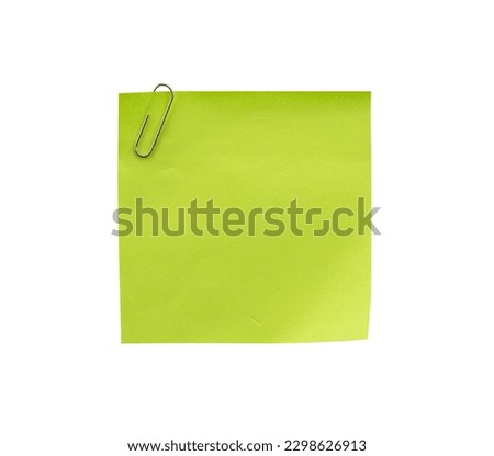 green note paper isolated with clip