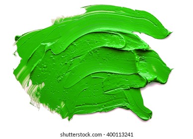 GREEN  Oil Paint Spot Isolated On White Background