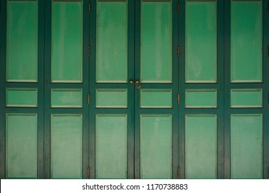 Green Old Accordion Door