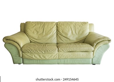 Green Old Sofa Isolated On White Background