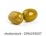 Green olives, isolated on a white background