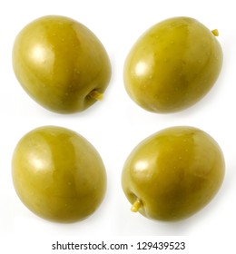 Green Olives Isolated On White. Collection