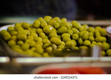 Green Olives For Sale On The Streets Of The Old City Of Hebron In The West Bank.
