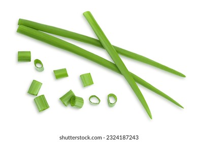 Green onion isolated on the white background. Top view. Flat lay. - Powered by Shutterstock