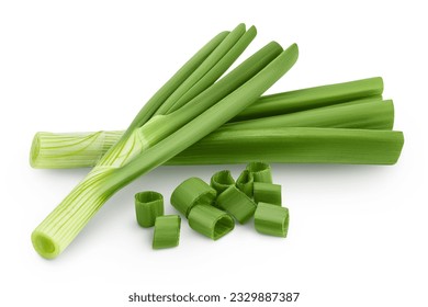 Green onion isolated on the white background with full depth of field