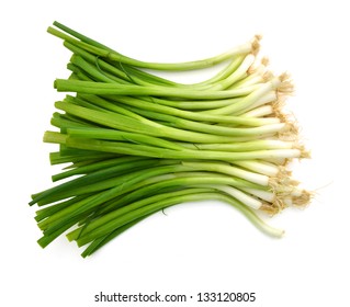 Green Onion On White Background