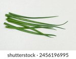 Green onions isolated on the kitchen table, fresh herbs, a natural ingredient, green onions to add to meals
